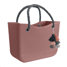 Load image into Gallery viewer, Blush Bag, Gray Handles, Liner and Cashmere Tassel Bundle