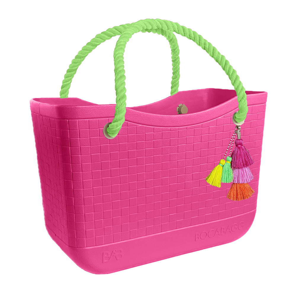 Flamingo Bag, Lime Handle, Liner and Bouquet Tassel Bundle