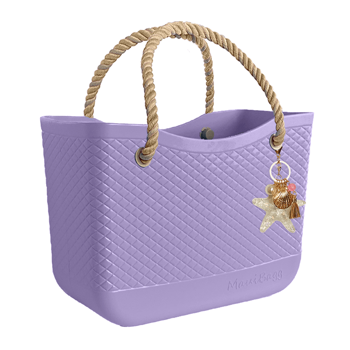 Lilac Bag, Natural Handles, Liner and Sea Star Tassel Bundle